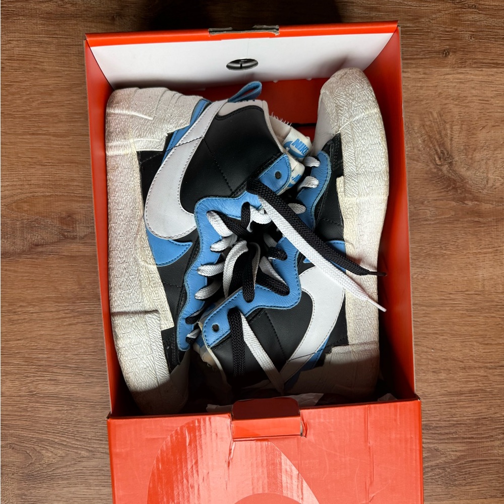 Nike x Sacai Blazer High Black, White & University Blue Styled High-Top